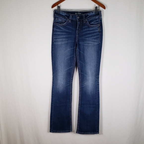 Silver Suki High slim Boot 29 x 33 Medium Wash Super Stretch Denim - Picture 1 of 12